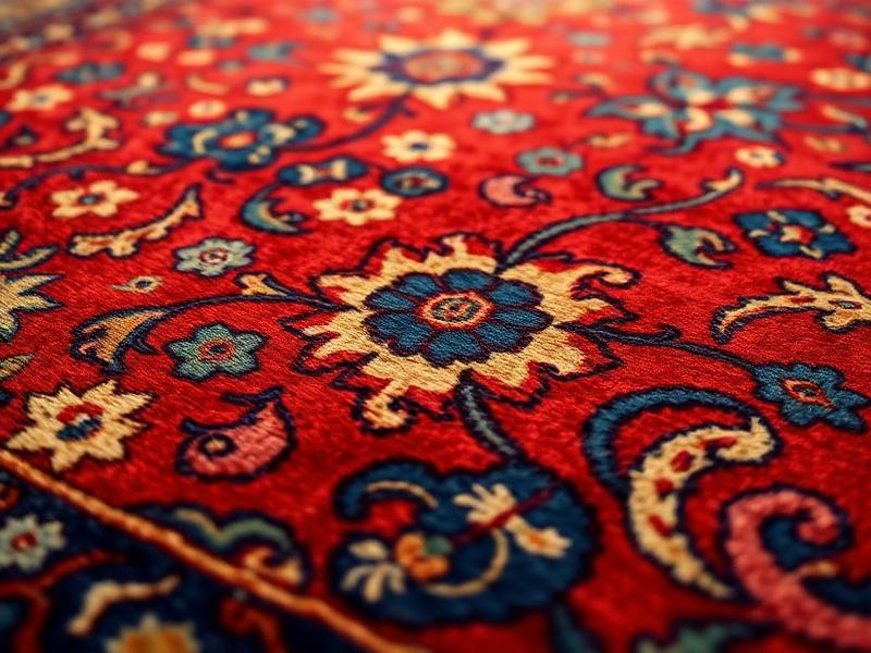 Hand-knotted oriental rug detail